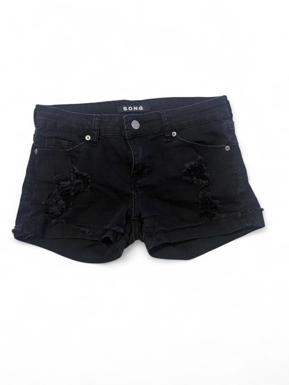 🩷$3 BUNDLED- S.O.N.G Black Distressed Denim Shortie